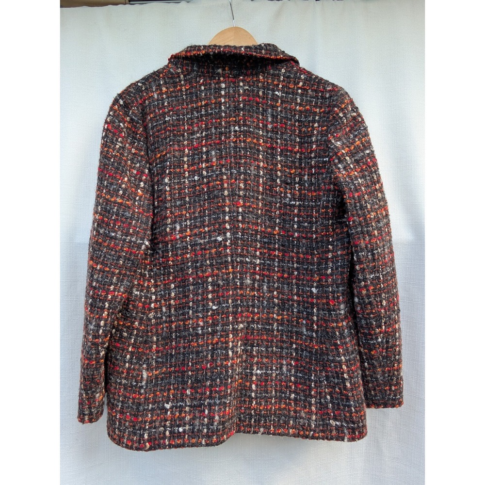 J Jill Dark Academia Tweed Jacket L Wool Blend Earth Tone Winter Warm Car Coat - Picture 2 of 6